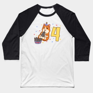 I am 4 with hamster - kids birthday 4 years old Baseball T-Shirt